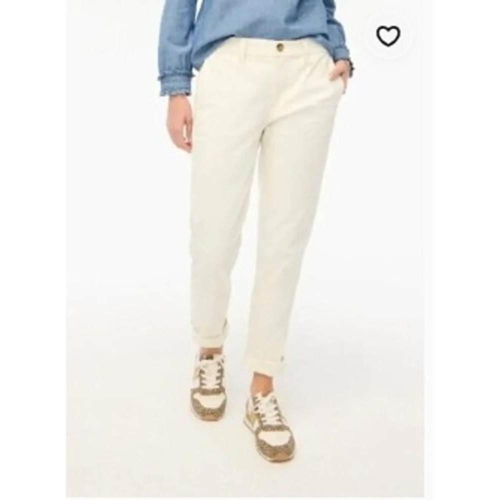 J.Crew High-Rise Girlfriend Chino Pants White Size 4 Cotton Stretch Straight Leg